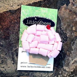 Pink Curly Grosgrain Ribbon Cupcake Clippie